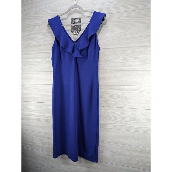 superfoxx Navy Ruffle V Neck Dress - Picture 4 of 9